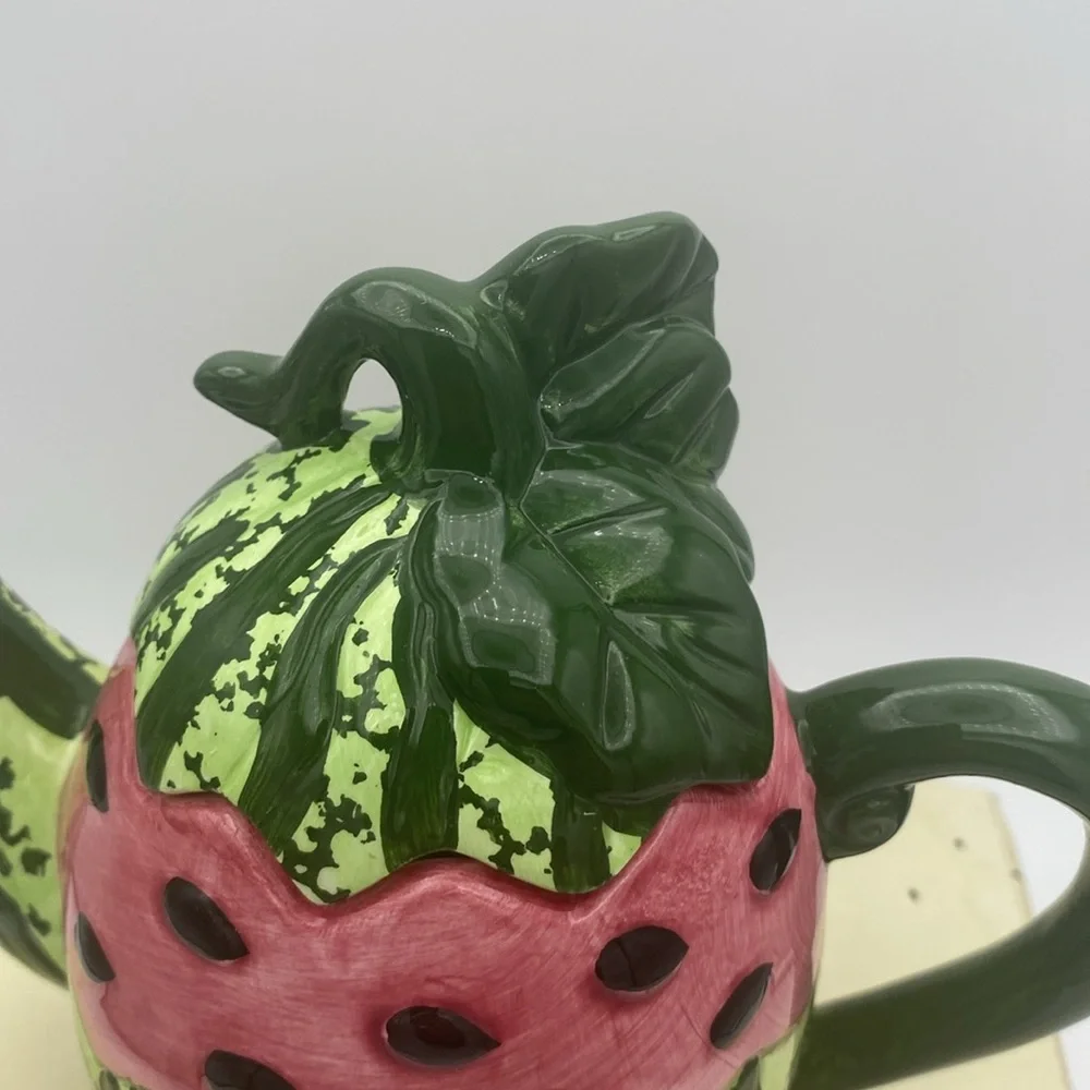VTG  Cracker Barrel mini Watermelon ceramic Teapot w/ box